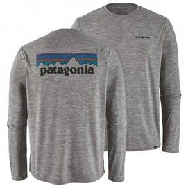 T Shirt Patagonia LS Cap Cool Daily Graphic Shirt Line Logo Ridge Feather Grey Herren-XL