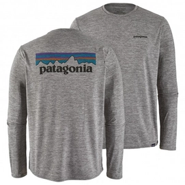 T Shirt Patagonia Men LS Cap Cool Daily Graphic Shirt P6 Logo Feather Grey