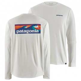 T Shirt Patagonia Men LS Cap Cool Daily Graphic Shirt Boardshort Logo White