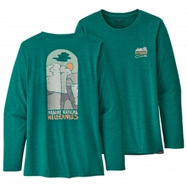 T Shirt Patagonia Women LS Cap Cool Daily Graphic Shirt Save the Splitters Borealis Green X Dye