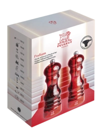 Peper- en Zoutmolen Peugeot Podium Rood 18 cm incl. Gratis Siliconen Trechter