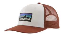 Pet Patagonia Unisex P-6 Logo Trucker Hat White w/Rusty Red