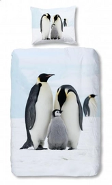 Dekbedovertrek Good Morning Pinguins White Katoen