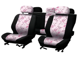 Stoelhoesset Carpoint Pink Flower Airbag (9-delig)