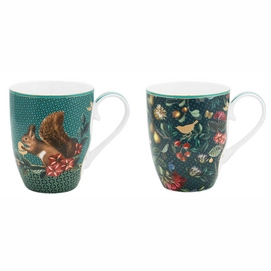 Tassen Pip Studio Winter Wonderland Overall Dark Blue / Squirrel Green Large 350 ml (2er Set)