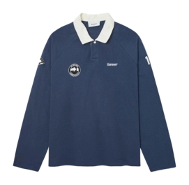 Polo Bareen Unisex Oversized Long Sleeve Polo Medieval Blue