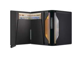 5---Matte Leather - Bandwallet - Black - Black - Open