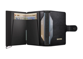 Emboss Lines+ - Miniwallet - Black - Black+ - Open