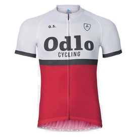Fietsshirt Odlo Mens Stand-Up Collar S/S Full Zip Ride Chinese Red Black