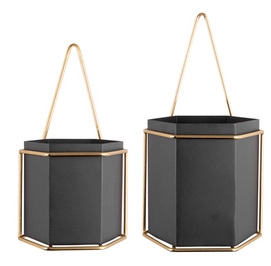 Bloempot PT Living Hexagon Iron Black