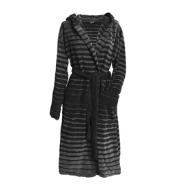 Badjas Pure Stripe Black Katoen Badstof Essenza