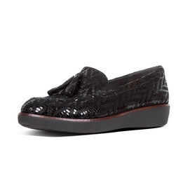 FitFlop Petrina Chevron-Suede Loafer Black