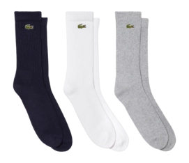 Chaussettes Lacoste Unisexe RA4182 Silver Chine/White-Navy Blue-Taille 39 - 42