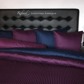 Dekbedovertrek Heckett & Lane Refined Uni Stripe Aubergine Satijn