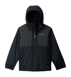 Regenjas Columbia Boys Rainy Trails II Fleece Lined Jacket Black Black Slub Regular Fit