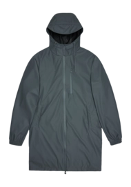 Rain Jacket RAINS Unisex Long Storm Breaker W3 Dark Grey