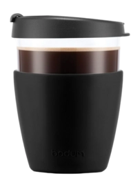 Reisbeker Bodum Joycup Glas Met Siliconen Hoes Zwart 400 ml