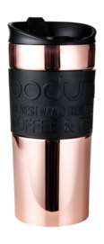 Reisbeker Bodum Travel Mug Dubbelwandig Met Siliconen Rand Koper / Zwart 350 ml