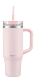 Reisbeker Bodum Travel Mug Vacuüm Gepoedercoat met Handvat en Rietje Strawberry 1,2 L
