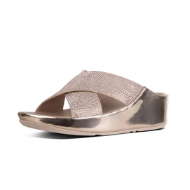 FitFlop Crystall Slide Microfiber Mettalic Rose Gold