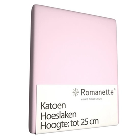 Katoenen Hoeslaken Romanette Roze-80 x 200 cm