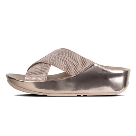 Sandaal FitFlop Crystall™ Slide Microfiber Mettalic Rose Gold