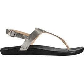 Sandale OluKai Ekekeu Silver Black Damen-Schuhgröße 38 (UK 6)