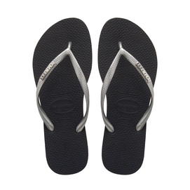 Slipper Dames Havaianas Slim Logo Metallic Black Silver