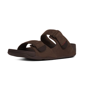 FitFlop Gogh Moc Slide Adjustable Nubuck Men Chocolate Brown