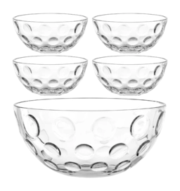 Ciotola In Vetro Leonardo CUCINA – Moderna, Lavabile In Lavastoviglie – 10x12x12 Cm