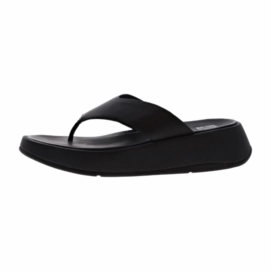 FitFlop Women F-Mode Leather Sole Flatform Toe-Post All Black