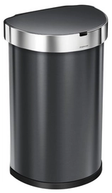 Prullenbak Simplehuman Semi Round Liner Pocket Sensor RVS Zwart 45L
