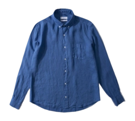 Shirt Edmmond Studios Men Linen Shirt Plain Blue-M