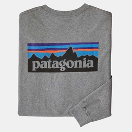 Shirt Patagonia Men L/S P6 Logo Responsibili Tee Gravel Heather