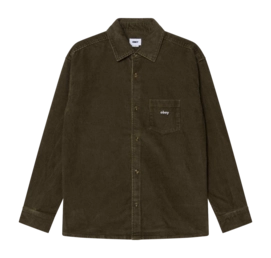 Shirt Obey Men Buckley Corduroy Woven Black Olive Faded Wash