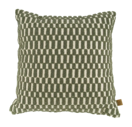 Sierkussen Zusss Corduroy/Velvet Grafisch Off White / Groen (45 x 45 cm)