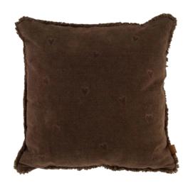 Sierkussen Zusss Velvet Hartjes Bruin (45 x 45 cm)