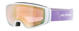 Skibril Alpina Unisex Double Jack Qv White/Lilac Matt Quattro Varioflex Mirror Gold