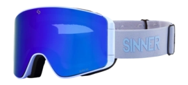 Skibril Sinner Unisex Aura Matte Light Blue Double Full Blue Mirror Vent + Double Pink Lens Cilindrische lens