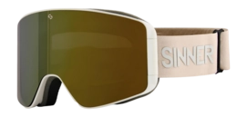 Skibril Sinner Unisex Aura Matte Light Grey Double Full Gold Mirror Vent + Double Pink Lens 25 Magnetisch lenswissel