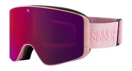 Skibril Sinner Unisex Aura Matte Light Pink Double Full Pink Mirror Vent + Double Pink Lens 25 Magnetisch snelwisselsysteem