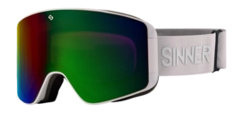 Skibril Sinner Unisex Aura Matte White Double Full Green Mirror Vent + Double Pink Lens 25