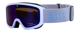 Skibril Sinner Junior Duck Mountain Matte Light Blue Double Full Blue Mirror Cilindrische lens