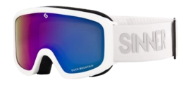 Skibril Sinner Junior Duck Mountain Matte White Double Full Green Mirror Cilindrische lens