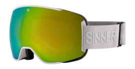 Skibril Sinner Unisex Snowflake Matte White Double Full Green Mirror Vent + Double Pink Toric 25
