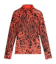 Skipully Spyder Women Vivid 1/2 Zip Animal Print Coral Haze Slim Fit