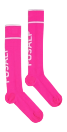 Skisokken Fusalp Unisex Sock Pop II Fluor Pink/Neige Reguliere pasvorm