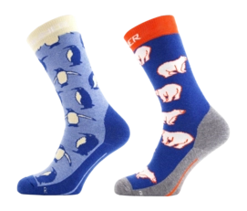 Skisokken Sinner Kids Snow Animal Light Blue Blue Double Pack