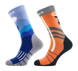 Skisokken Sinner Kids Wildlife Double Pack Orange Blue