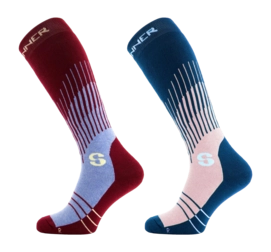Skisokken Sinner Women Graphic Double Pack Burgundy Pink 2 paar